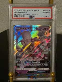 PSA 10 GEM MINT 2019 POKEMON BLACK STAR PRO DETECTIVE PIKACHU MEWTWO GX #SM196 - Image 1