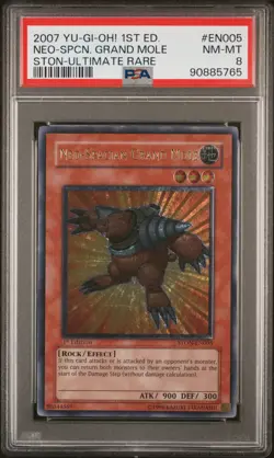 2007 YUGIOH 1ST ED STON-EN005 NEO-SPACIAN GRAND MOLE ULTIMATE PSA 8 NM #90885765 - Image 1
