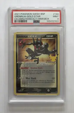 Pokemon TCG Graded slabbed card Greninja Gold Star Celebrations - SWSH144 PSA 9 - Image 1