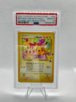 Pokemon TCG Birthday Pikachu Holo Celebrations Black Star Promo PSA 10 - Image 1