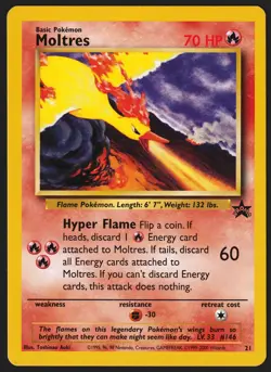 Moltres 2000 Pokemon Black Star Non-Holo WOTC Promo #21 (MP-LP) 🔥 - Image 1
