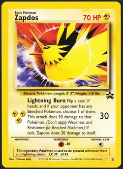 Zapdos 2000 Pokemon Black Star Non-Holo WOTC Promo #23 (MP-LP) 🔥 - Image 1