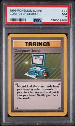 New Cert* Computer Search Trainer PSA 7 - Base Set - Pokemon - 1999 WOTC #71/102 - Image 1