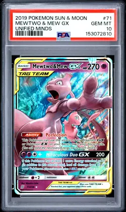 Pokemon Mewtwo & Mew GX Unified Minds 71/236 PSA 10 Gem Mint - Image 1