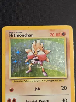 Pokemon TCG Hitmonchan Holo Rare Base Set Card #7 - MP - Image 3