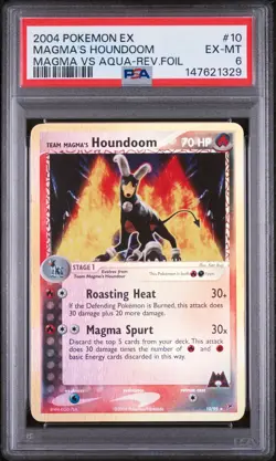 MAGMA'S HOUNDOOM MAGMA VS AQUA-REV.FOIL Pokemon Japanese Magma Vs Aqua T PSA 6.0 - Image 1