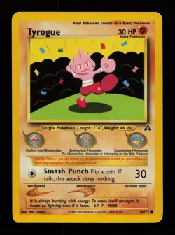 Tyrogue 66/75 Unlimited Common Neo Discovery Pokemon Cards - Image 1
