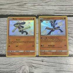 Pokemon Hidden Fates Shiny Lucario SV22/SV94 Rare & Riolu SV21/SV94 - NM - Image 1