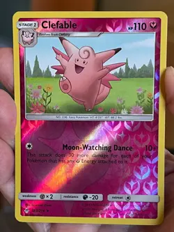 POKEMON CLEFABLE 133/214 RARE REVERSE HOLOFOIL UNBROKEN BONDS NM CARD - Image 1