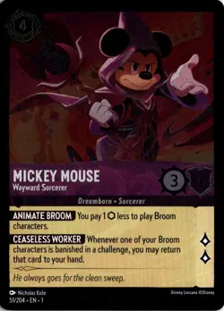 Mickey Mouse - Wayward Sorcerer 51/204 The First Chapter Lorcana Cold Foil NM - Image 1