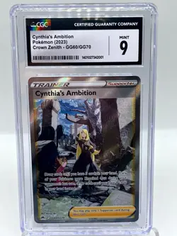 Cynthia's Ambition GG60/GG70 Crown Zenith Galarian Alt Art Pokemon Card CGC 9 - Image 1