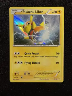 Pikachu Libre 30/30 Holo XY Trainer Kit Suicune Shattered Glass Pokemon Card LP - Image 1