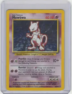 Pokemon TCG Mewtwo Holo Rare Base Set 10/102 - Image 1