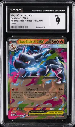 2025 POKEMON PHANTASMAL FLAMES - HOLO #013/094 MEGA CHARIZARD X EX CGC 9 - Image 1