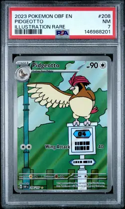 2023 POKEMON OBF EN-OBSIDIAN FLAMES ILLUSTRATION RARE #208 PIDGEOTTO PSA 7 - Image 1
