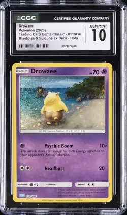 2023 POKEMON TRADING CARD GAME CLASSIC #11 DROWZEE CGC 10 GEM MINT - Image 1