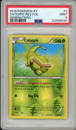 2016 Pokemon XY Generations Caterpie Reverse Holo Foil #3 PSA 9 - Image 1