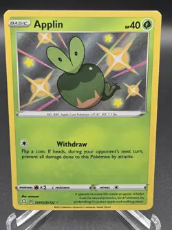 Pokemon TCG Applin SV012/SV 122 Shining Fates Shiny Vault Rare Holo NM Condition - Image 1