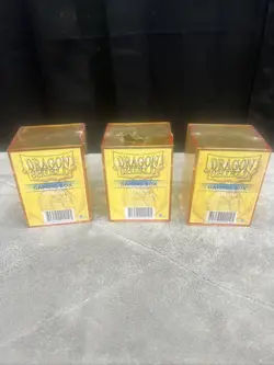 DRAGON SHIELD Yellow Deck Protectors Lot Of 3 Hold Over A 100 Cards - Image 1