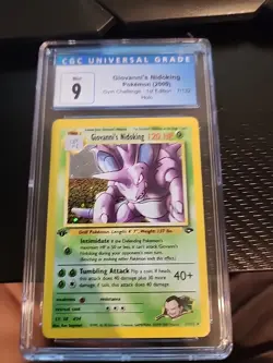 CGC 9 Giovanni's Nidoking Gym Challenge 1st Edition 7/132 Holo Pokemon Card psa - Image 1