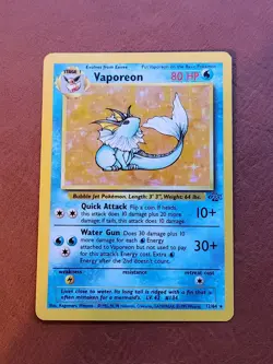 Pokemon TCG Vaporeon Jungle 12/64 Holo Unlimited Holo Rare - Image 1