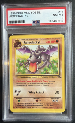 1999 Pokemon Fossil Aerodactyl #16 PSA 8 NM-MT - Image 1