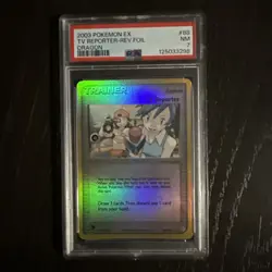 2003 Pokemon EX Dragon TV Reporter Trainer Card Reverse Holo Foil PSA 7 - Image 1