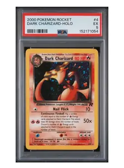 Dark Charizard Holo 4/82 Pokemon Card Team Rocket 2000 Vintage WOTC PSA 5 - Image 1