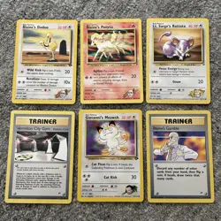 Vintage Pokemon Cards Gym Hero & Challenge Set Lot 6 Cards Blaine, Lt Surge, etc - Image 1