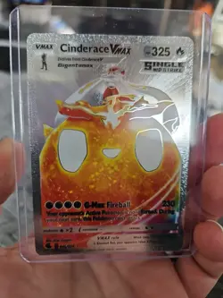 Pokemon Silver Foil Fan Art Cinderace Vmax Textured Collector Card 045/264 - Image 1