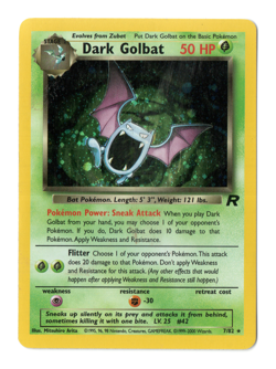 Dark Golbat 7/82 Pokemon Card TCG Team Rocket Unlimited 1999-2000 Rare Holo MP - Image 1