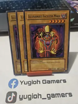 Yu-Gi-Oh Illusionist Faceless Mage X3 Different Sets Common Light Played - Image 1