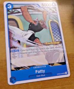ONE PIECE ENGLISH CARD HOLO GAME CARTE PRE RELEASE Patty OP03-049 EN MINT - Image 1