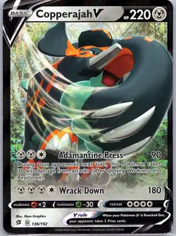 Copperajah V 136/192 SWSH02: Rebel Clash - Pokemon Card - NM - Image 1