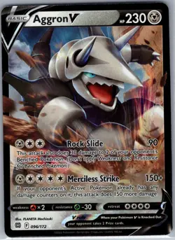 Aggron V 096/172 SWSH09: Brilliant Stars - Pokemon Card - NM - Image 1