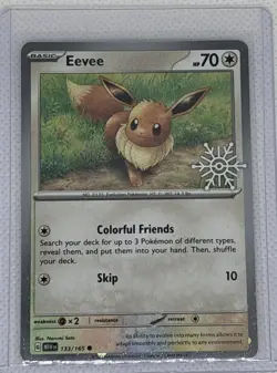 EEVEE 133/165 Pokemon TCG Holiday Calendar 2025 Holo Festive Stamp Promo Card - Image 1