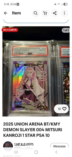 Union Arena PSA Bundle 8 Psa Graded Slabs As Shown In Picture Plus Bonus Card - Image 3
