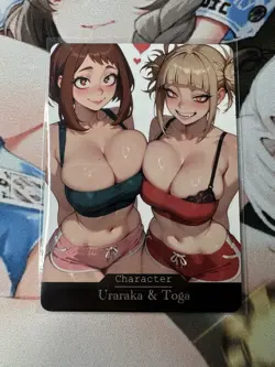 Toga Himiko & Uraraka My Hero Academia Goddess Story Waifu Anime Custom Card - Image 1