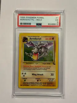 Pokemon Aerodactyl Holo Fossil Set 1/62 1999 PSA 5 - Image 1