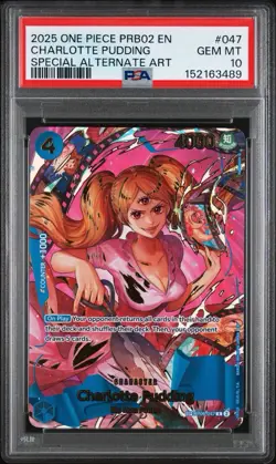 2025 One Piece PRB02 EN #047 Charlotte Pudding Special Alt. Art PSA 10 GEM MINT - Image 1