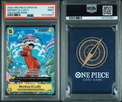 2024 One Piece OP08 EN Treasure Rare #109 Monkey D. Luffy PSA 9 MINT - Image 3