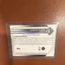 Topps Bowman 2025-26 Cooper Flagg Rookie Base Set #1 Dallas Mavericks NBA - Image 2