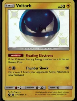 Voltorb Shiny Holo Rare Hidden Fates: Shiny Vault SV13/SV94 Lightning Holofoil P - Image 1