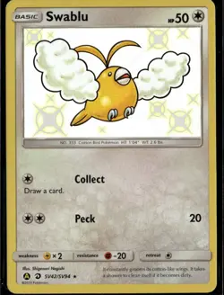 Swablu Shiny Holo Rare Hidden Fates: Shiny Vault SV42/SV94 Colorless Holo Pokemo - Image 1