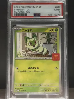 2025 Pokemon Japanese Mcdonald’s Sprigatito Promo #017 PSA 9 - Image 1
