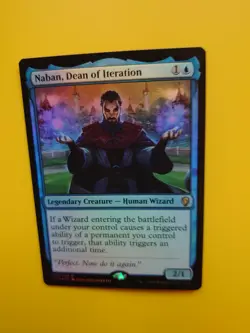 MTG Card. Naban, Dean of Iteration RAre DOM Wizard Blue Foil as pictures - Image 3
