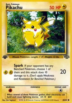 1x Pikachu - 60/64 - Common - 1st Edition Lightly Played Pokemon G1 - Jungle - 1 - Image 1
