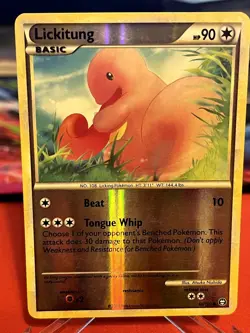 Lickitung 66/102 Common HGSS Triumphant Pokemon Reverse Holo Moderately Played - Image 1