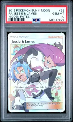 Jessie & James (Full Art) 68/68 Hidden Fates Holo PSA 10 Ultra Rare - Image 1