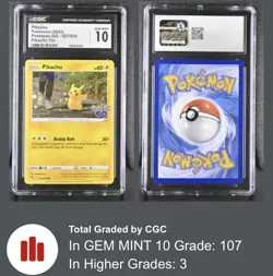 PERFECT GALAXY SWIRL CGC 10 2022 Pokemon Go #027 Pikachu Holo Cosmos BGS PSA - Image 1